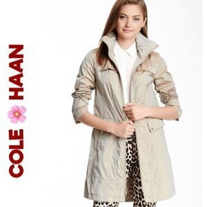 Cole Haan Signature Bow Back Packable Rain Jacket Iridescent Topaz Size Medium